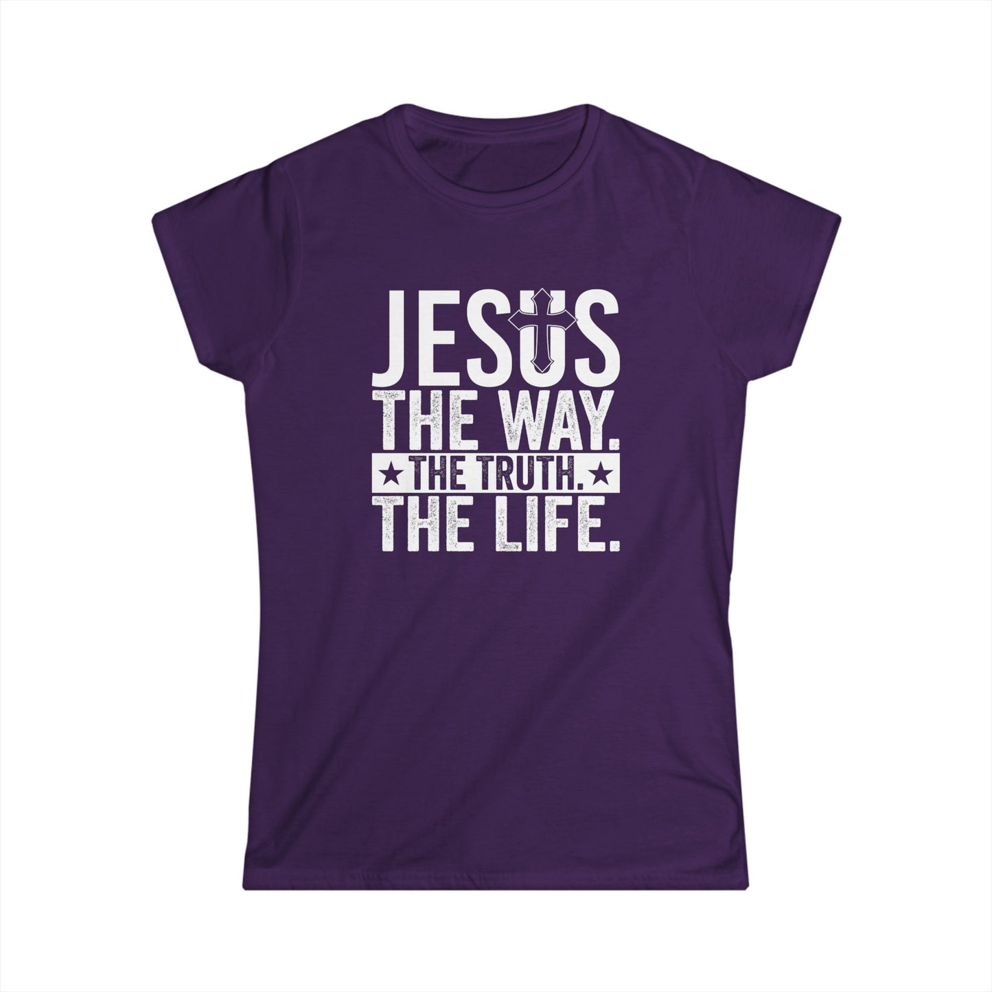 "Jesus The Way, The Truth, The Life" Women's Fitted Tshirt (White Logo) - Sweet Baby Jeez Teez