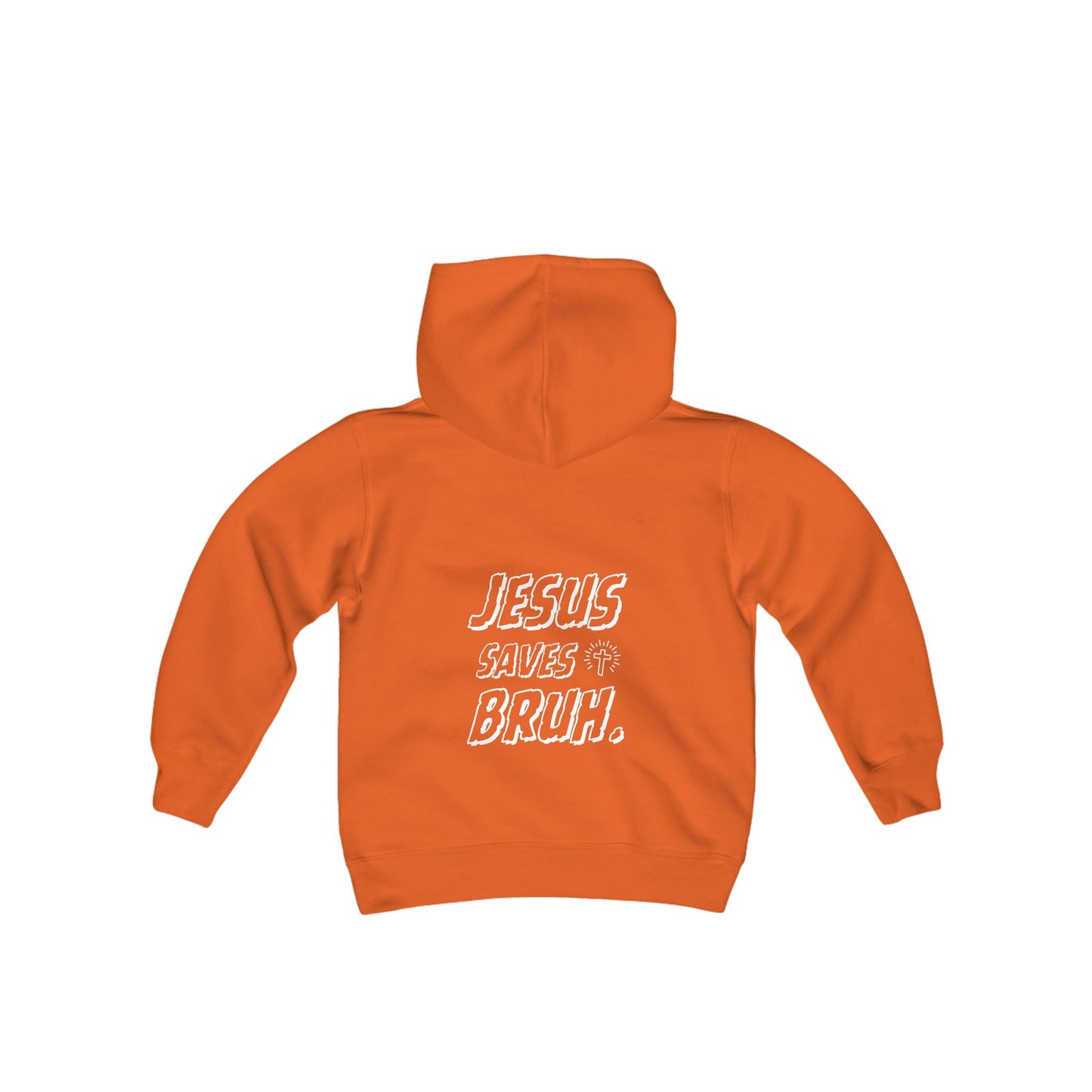 Jesus Saves Bruh Boys Hoodie (White Logo - Back) - Sweet Baby Jeez Teez