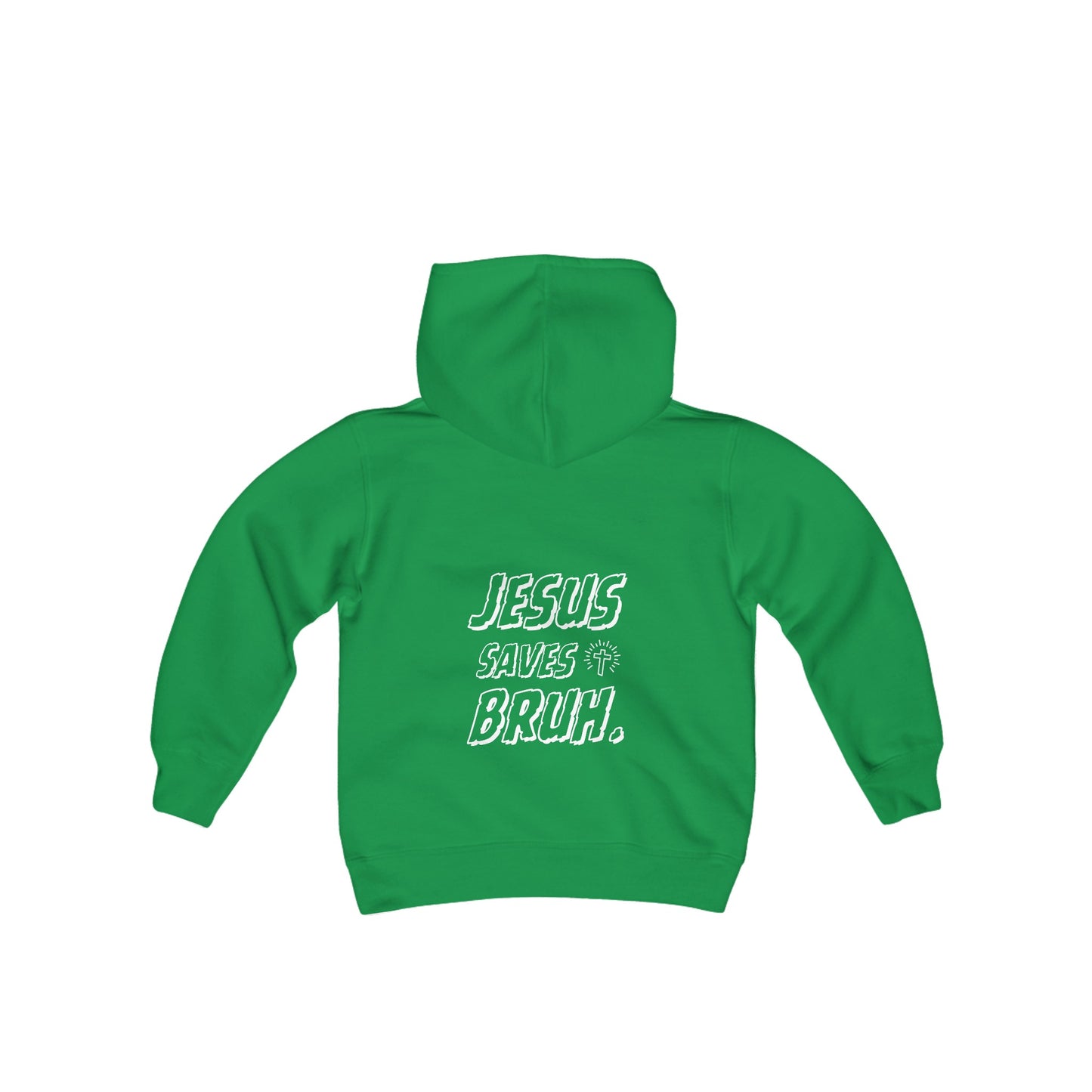 Jesus Saves Bruh Boys Hoodie (White Logo - Back) - Sweet Baby Jeez Teez