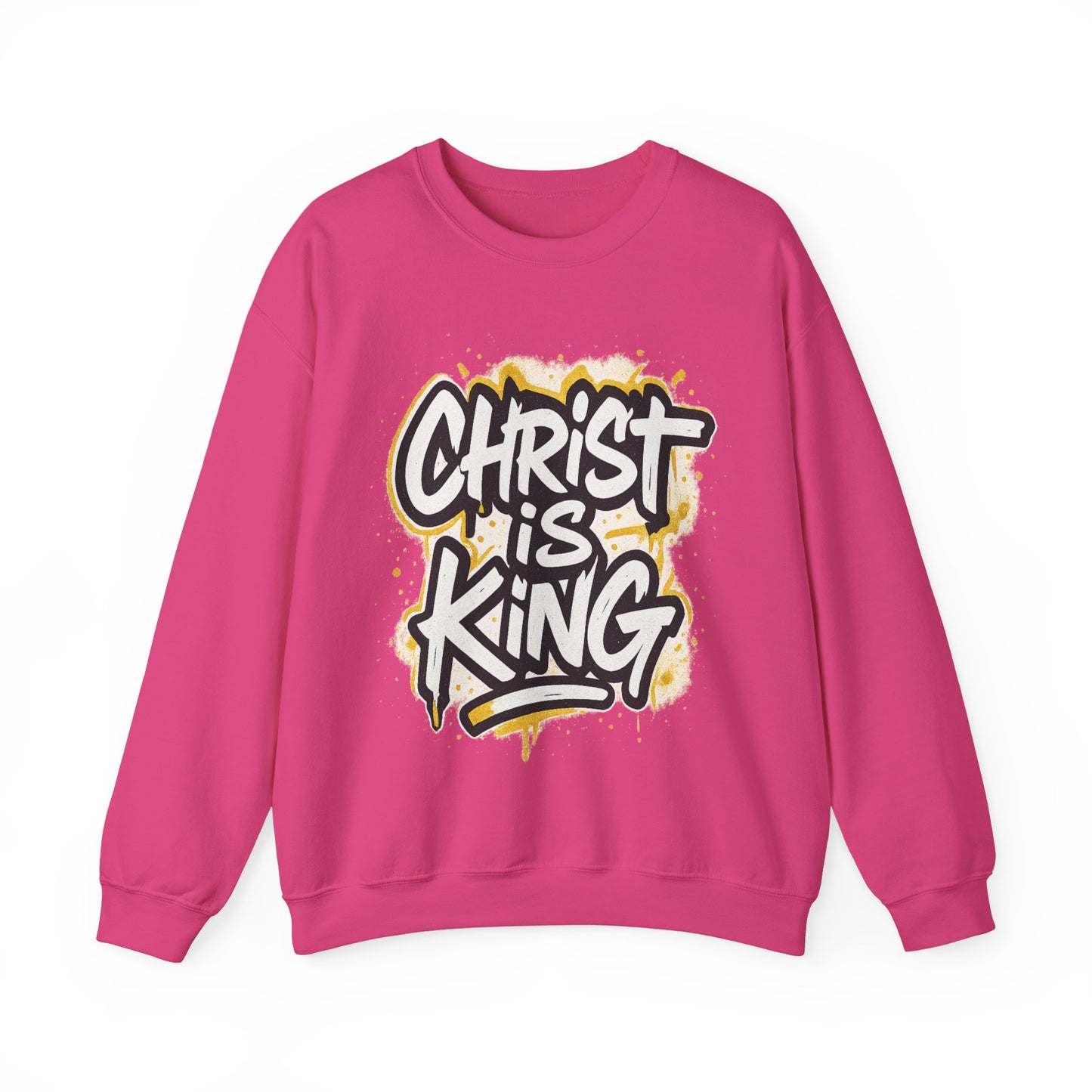 Christ is King Men's Crewneck Sweatshirt (White/Gold Logo)
