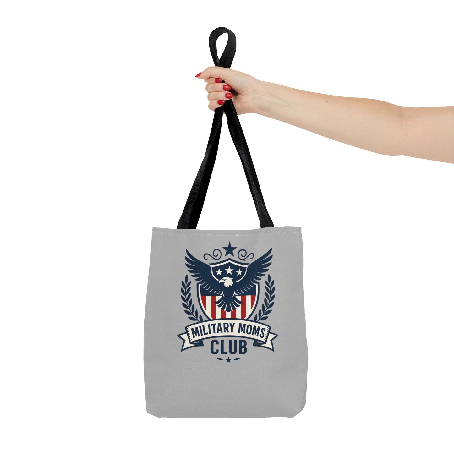 Military Moms Club Tote Bag (Gray with Choice of Handles) - Sweet Baby Jeez Teez