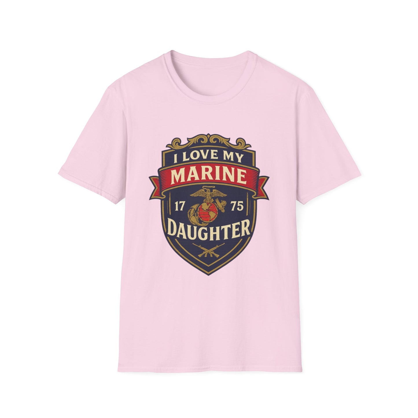 "I Love My Marine Daughter" Military Patriotic Softstyle Tshirt for Marine Parents