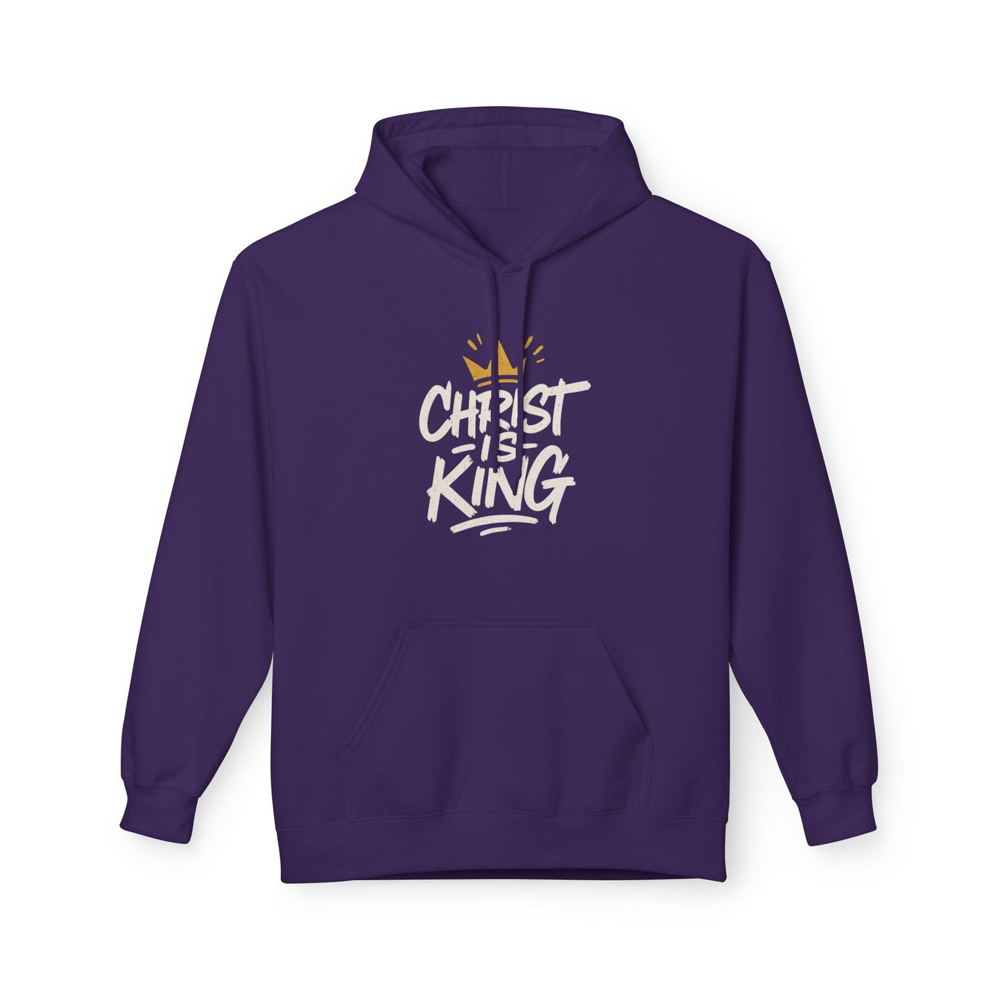 Christ is King Fleece Hoodie Faith-Based Sweatshirt (Gold Crown Logo)