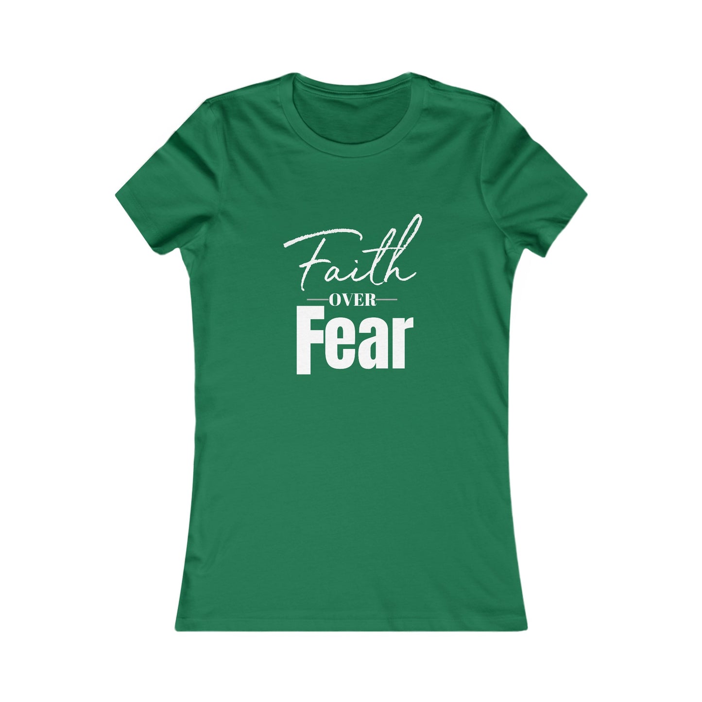 Faith Over Fear Women's Fitted Tshirt (White and Gray Logo) - Sweet Baby Jeez Teez