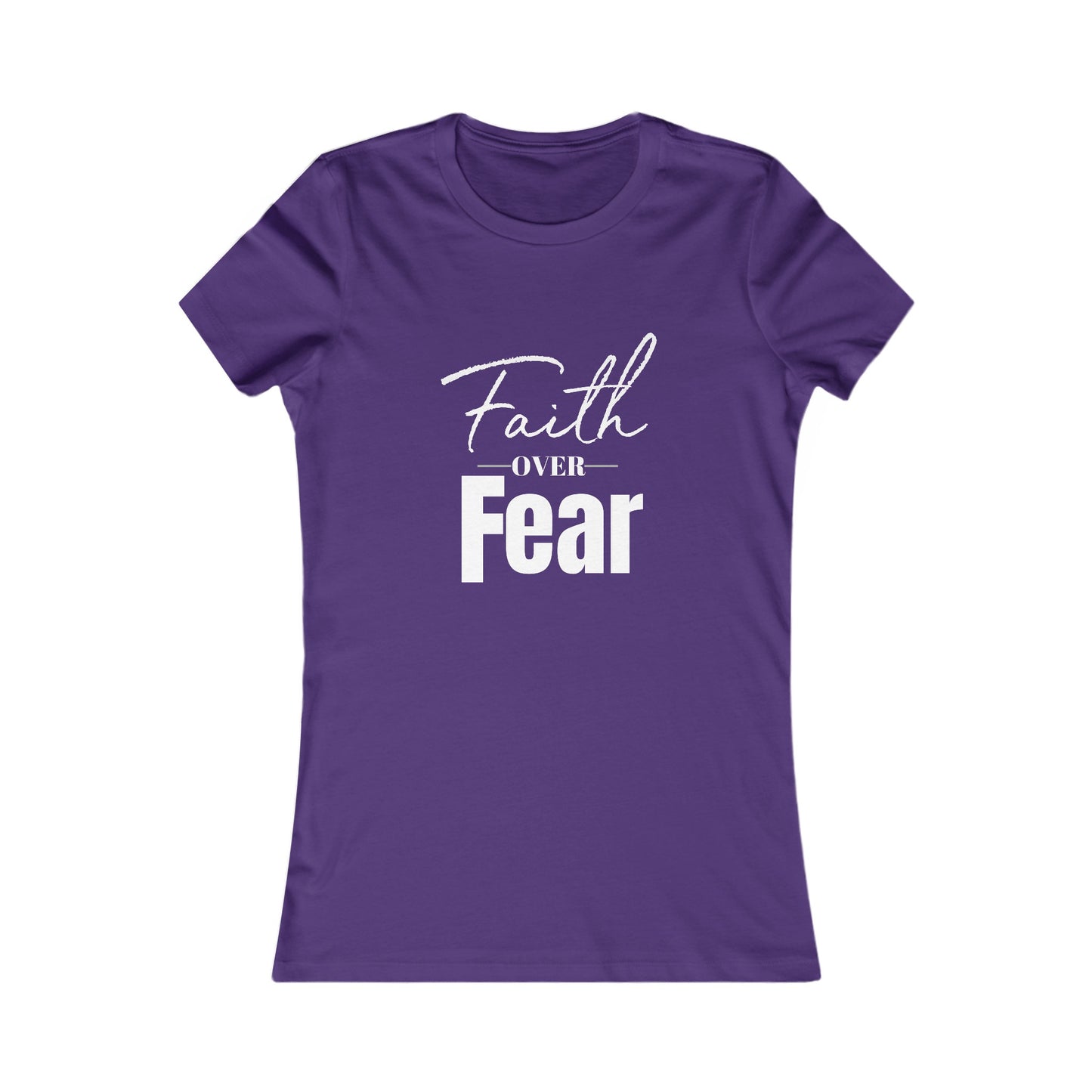 Faith Over Fear Women's Fitted Tshirt (White and Gray Logo) - Sweet Baby Jeez Teez