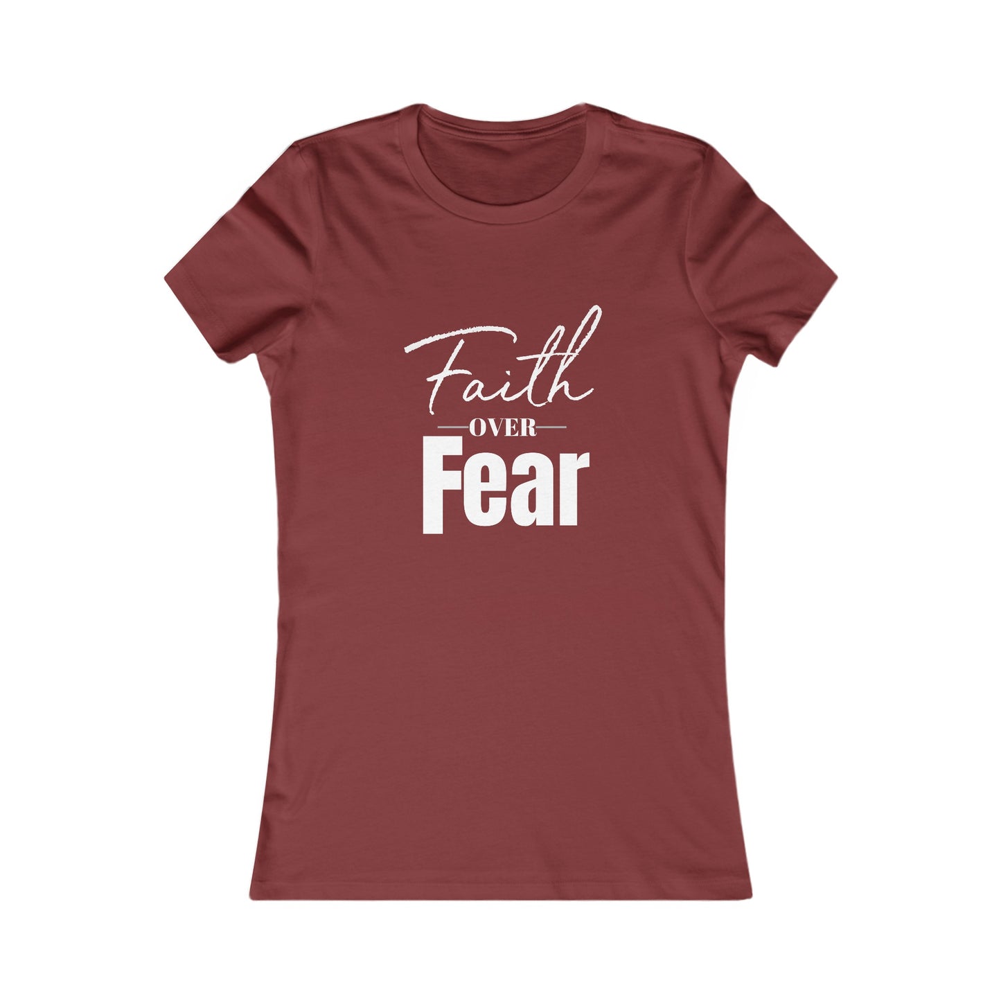 Faith Over Fear Women's Fitted Tshirt (White and Gray Logo) - Sweet Baby Jeez Teez