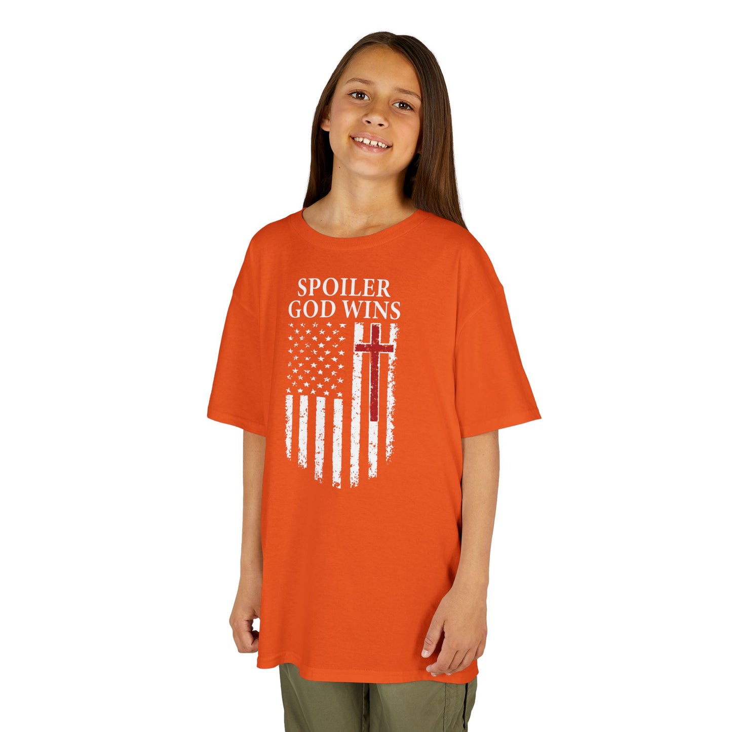 "Spoiler God Wins" Christian Kids Softstyle T-Shirt