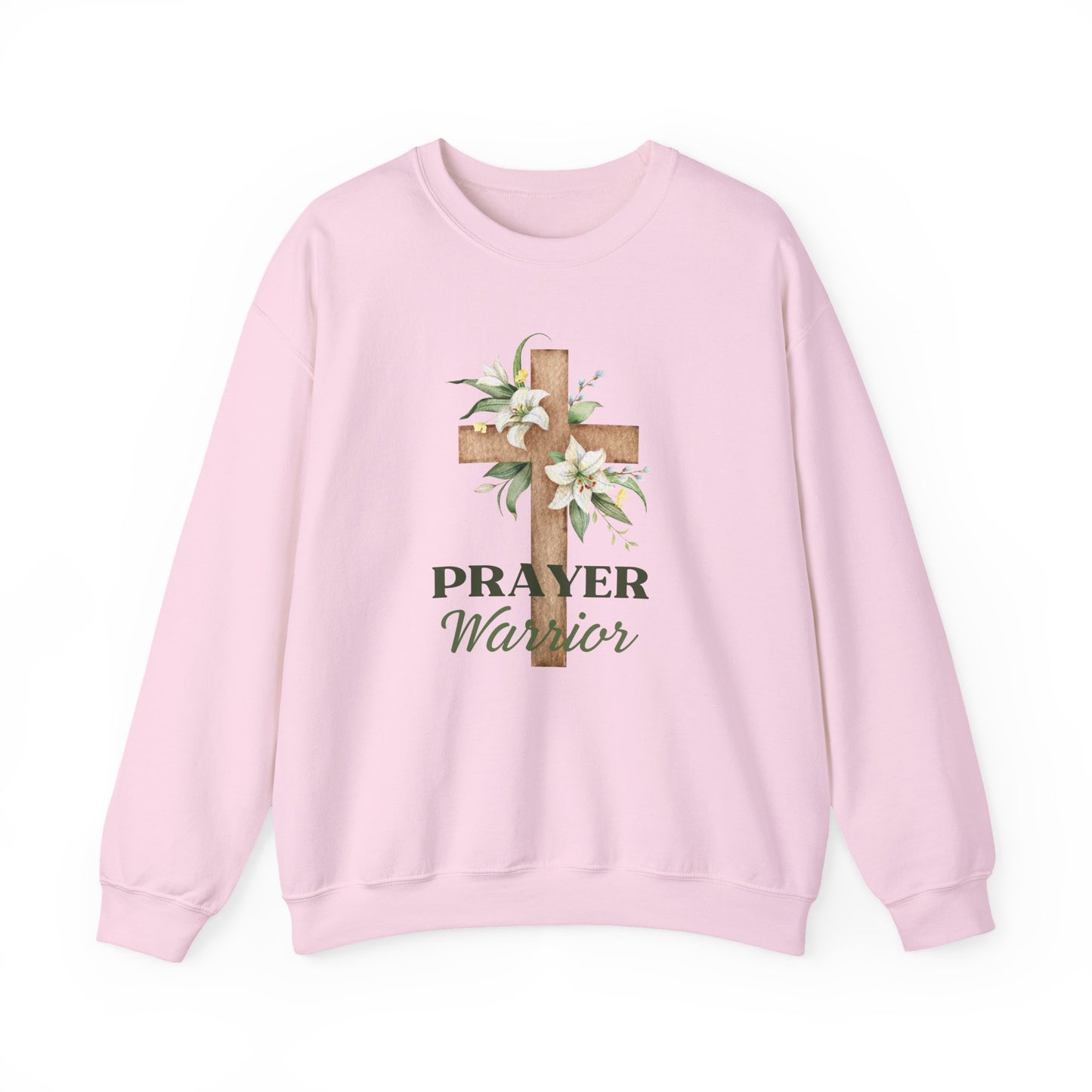 "Prayer Warrior" Christian Women's Sweatshirt (Lilly Cross Logo)
