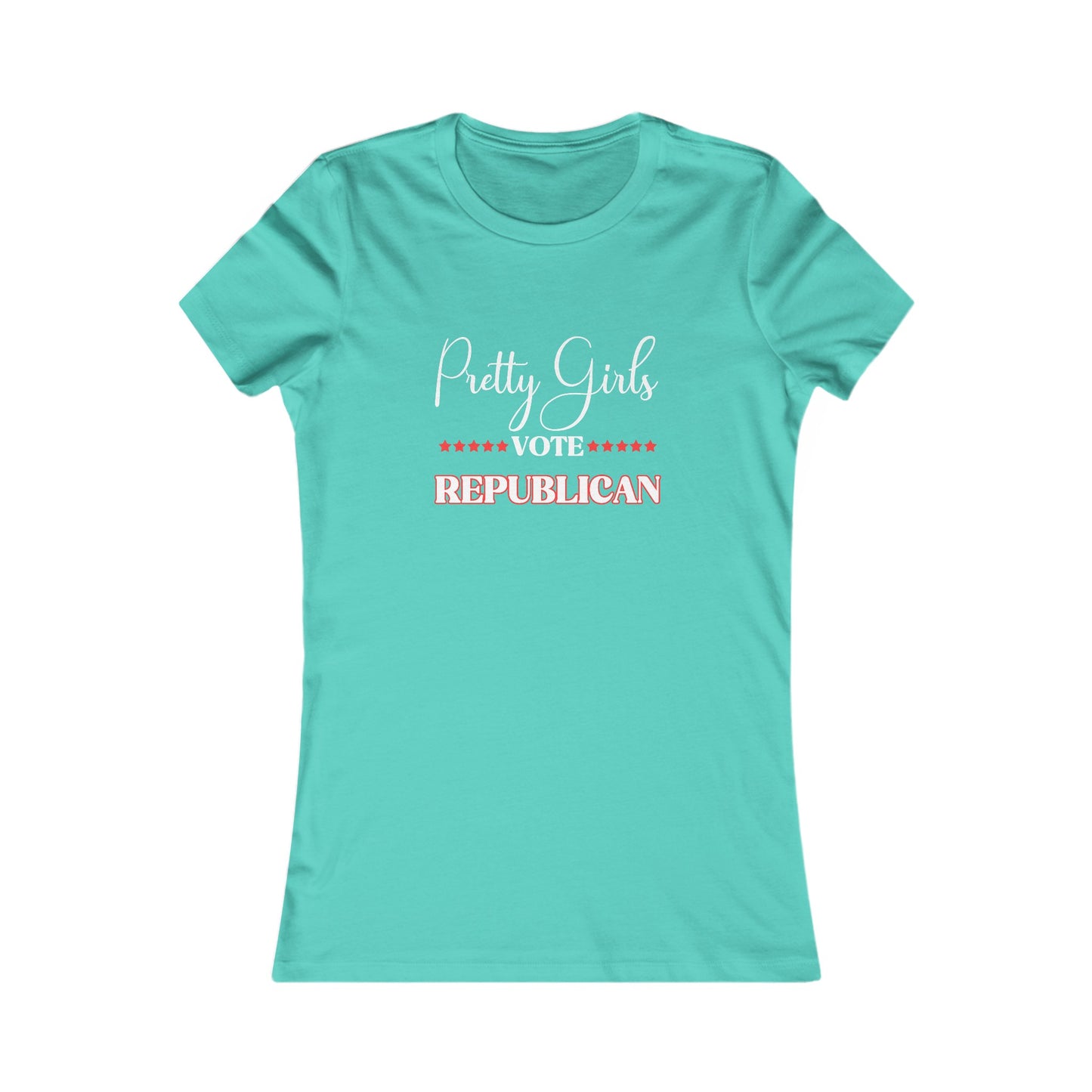 Pretty Girls Women's Fitted Tshirt (White/Red Logo) - Sweet Baby Jeez Teez