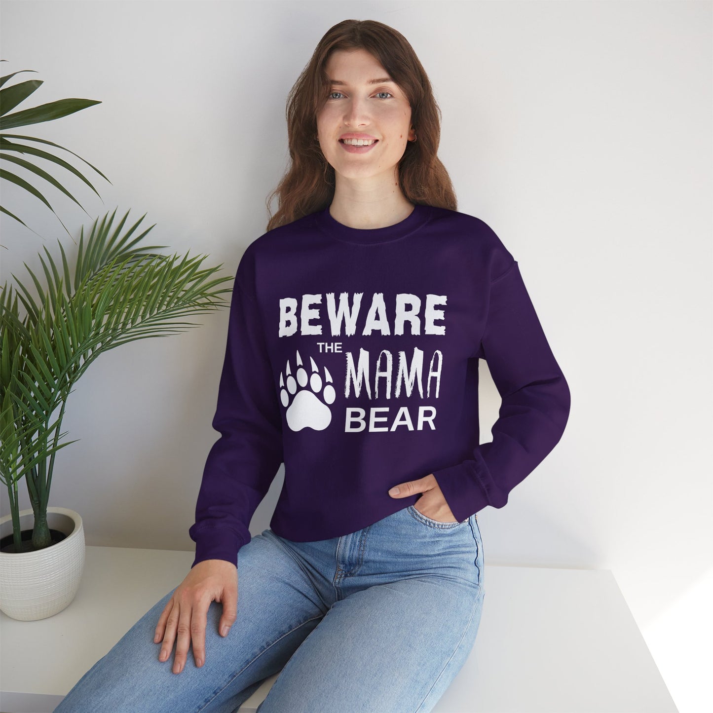 Mama Bear Women's Relaxed Sweatshirt (White Logo) - Sweet Baby Jeez Teez