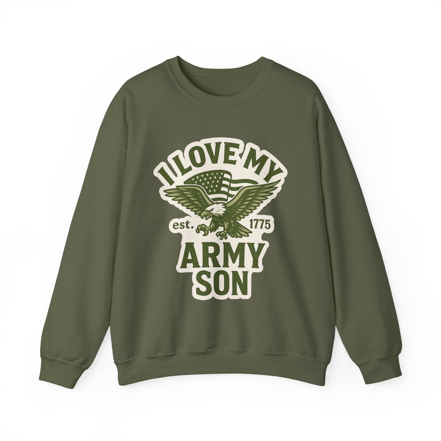 "I Love My Army Son" Patriotic Crewneck Sweatshirt for Army Military Parents