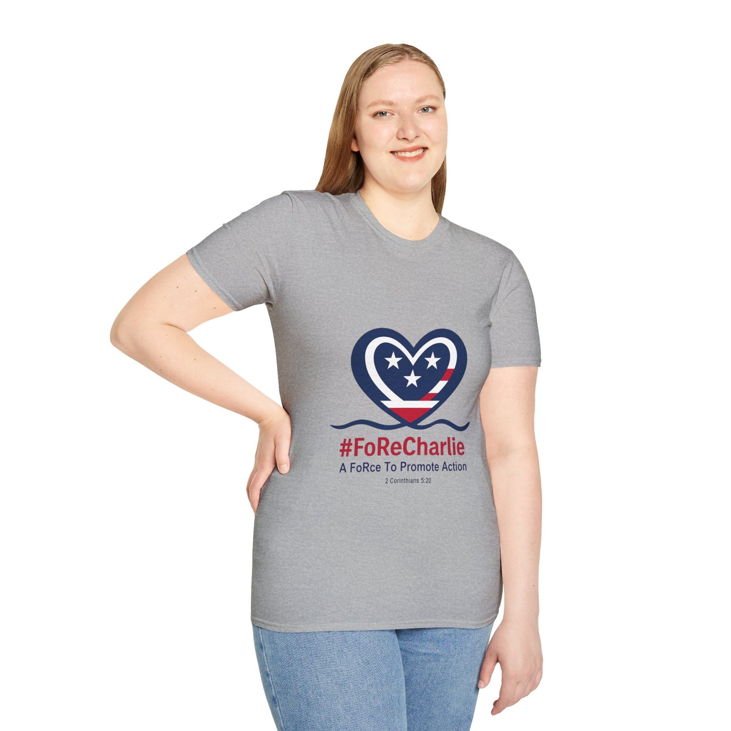 "FoRe Charlie" Ambassador Pageant Memorial Tshirt of Charlie Kirk (Heart Logo)