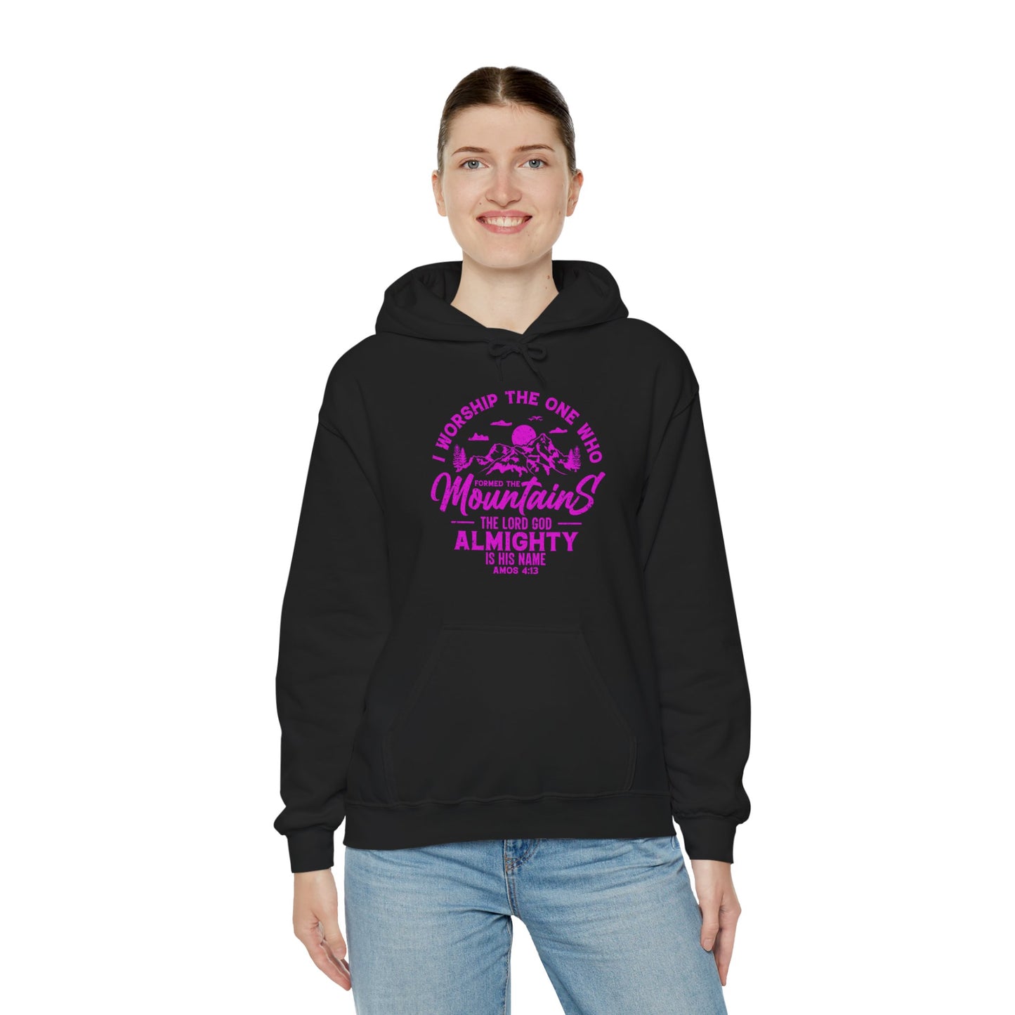Mountains Women's Relaxed Hoodie (Hot Pink Logo)