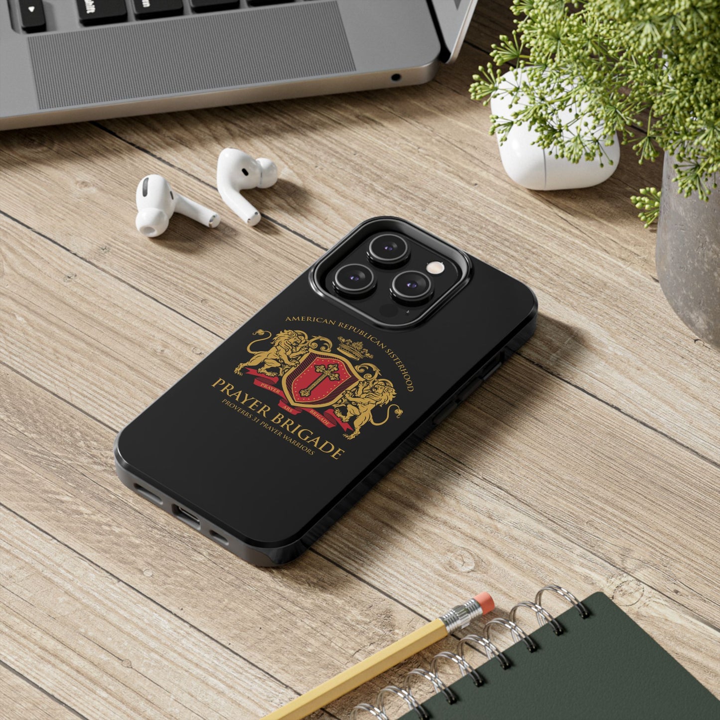 ARS Prayer Brigade Tough Phone Case (Black with Gold/Red Logo)