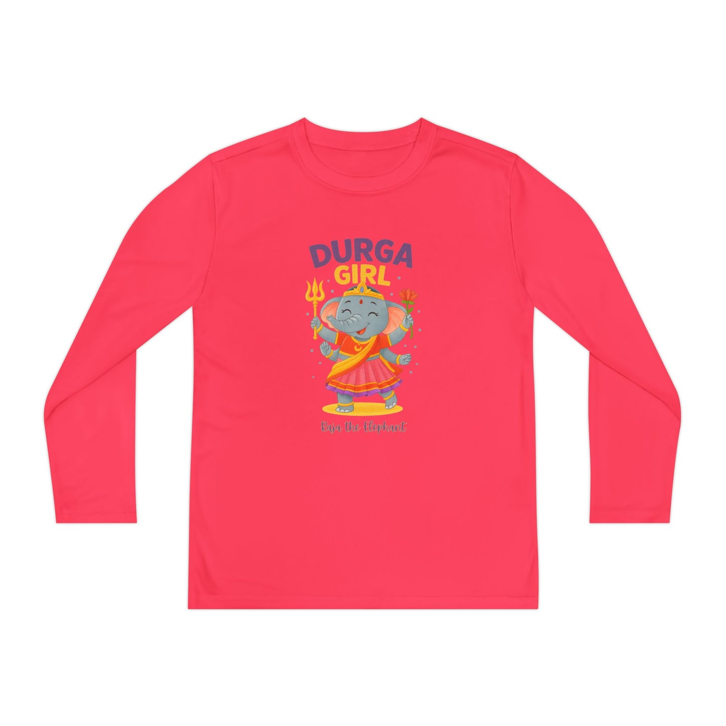 "Durga Girl" Raja the Elephant Girls Long Sleeve Tshirt (Hindu Celebration)