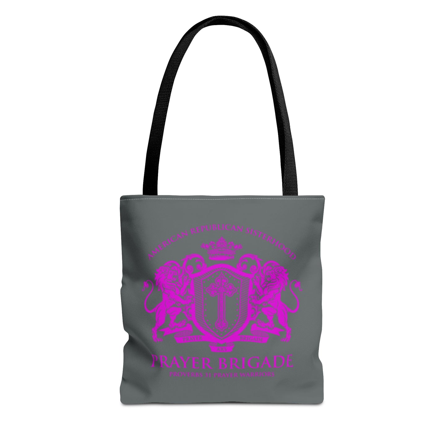 ARS Prayer Brigade Tote Bag (Dark Gray with Hot Pink Logo)