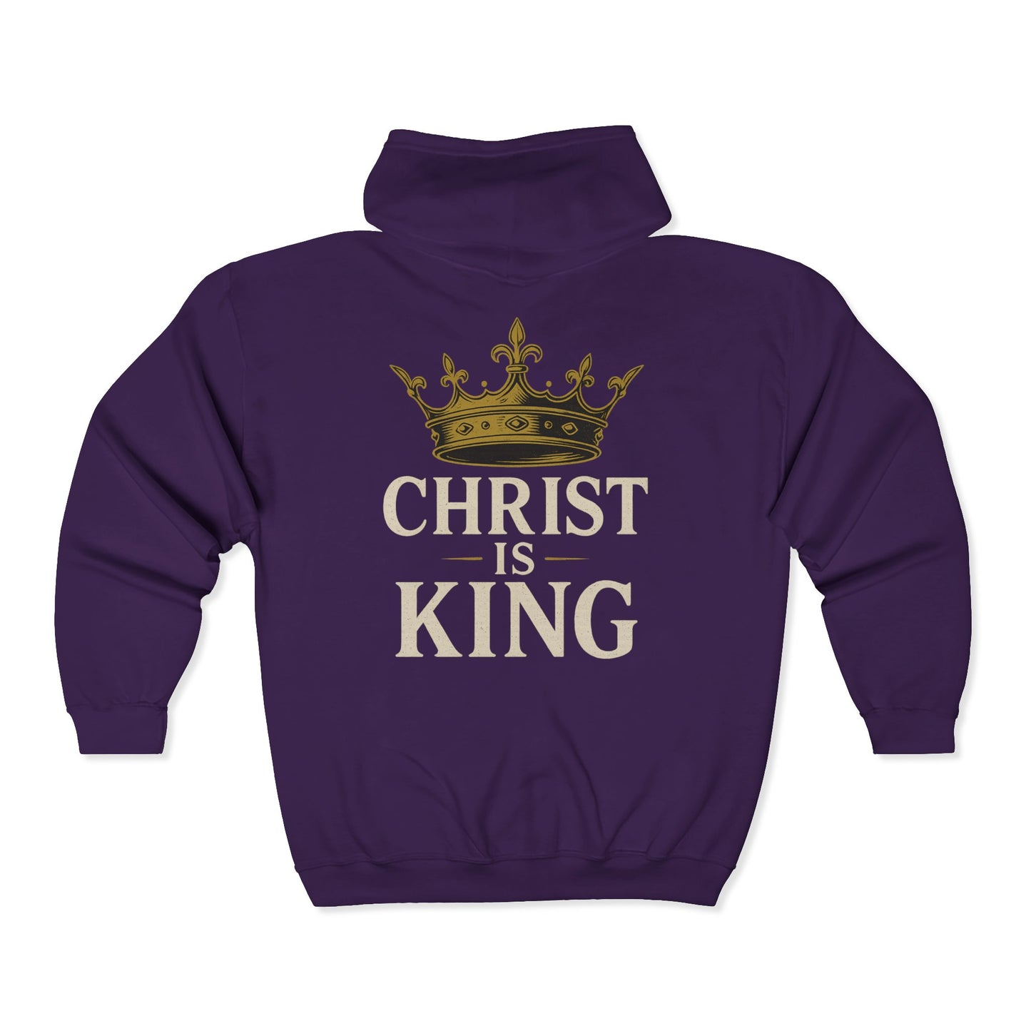 "Christ is King" Unisex Cozy Full-Zip Hoodie (Back Logo)