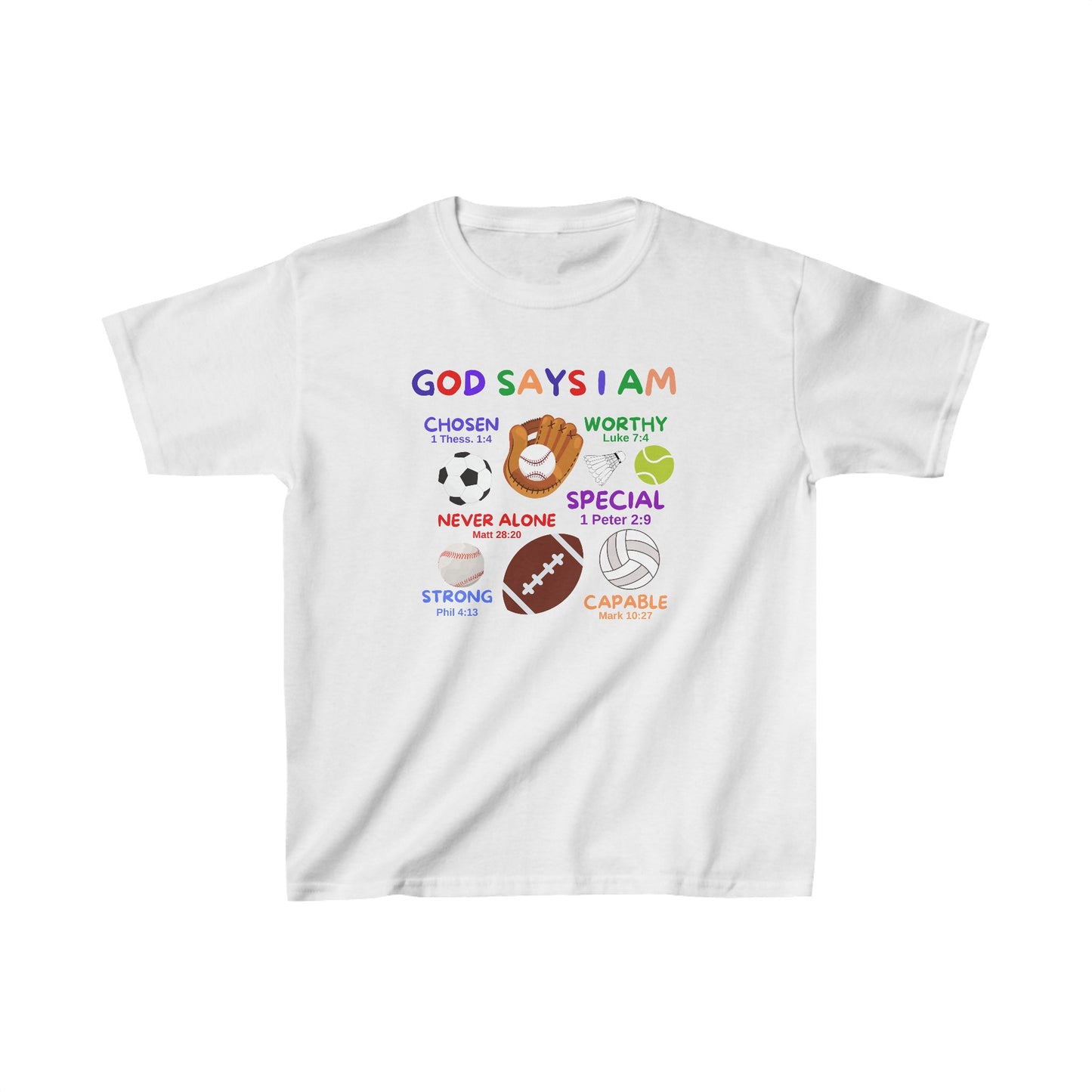 God Says I am Boys Tshirt (Sports Logo) - Sweet Baby Jeez Teez