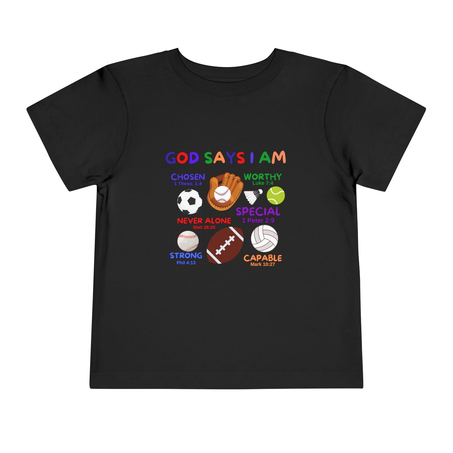 God Says I am Toddler Boys Tshirt (Sports Logo) - Sweet Baby Jeez Teez