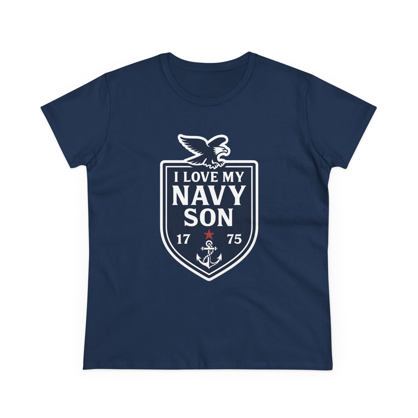 "I Love my Navy Son" Military Pride Patriotic Crest Women's Semi-Fitted Tshirt