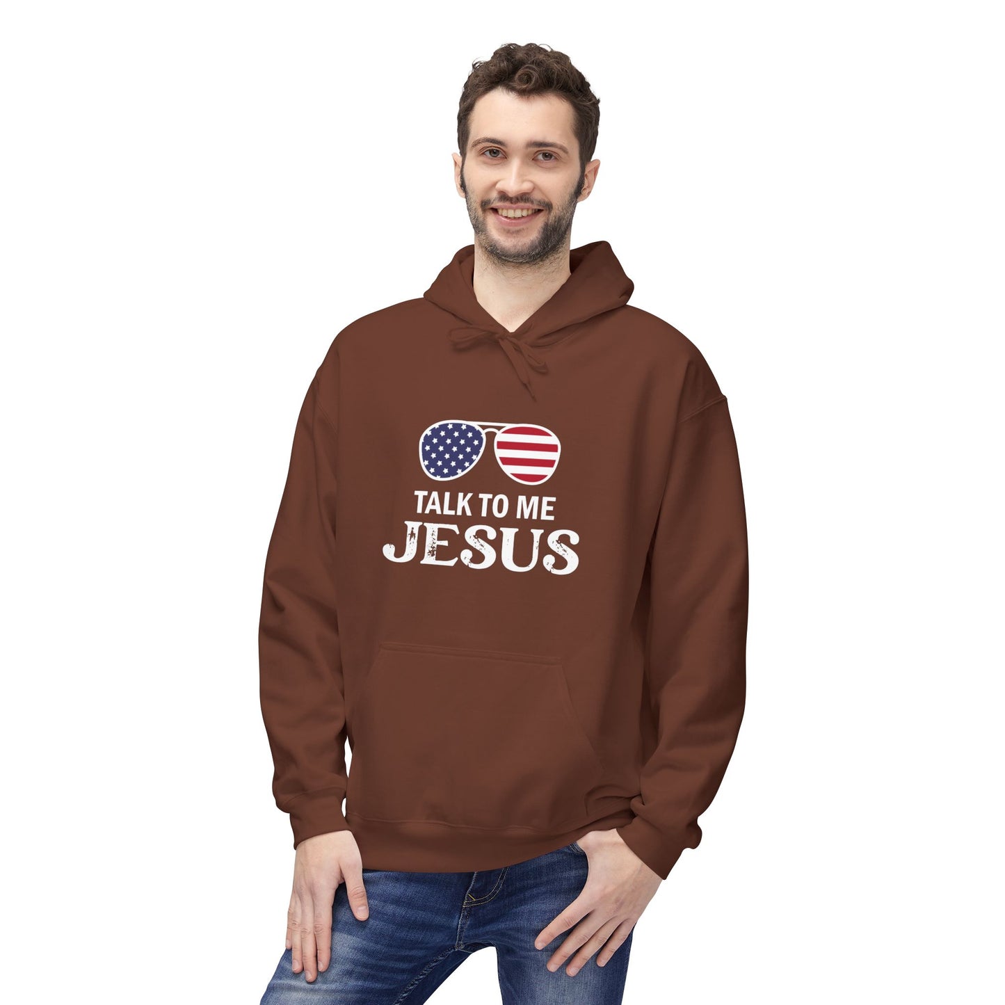Patriotic "Talk to Me Jesus" Christian Fleece Hoodie