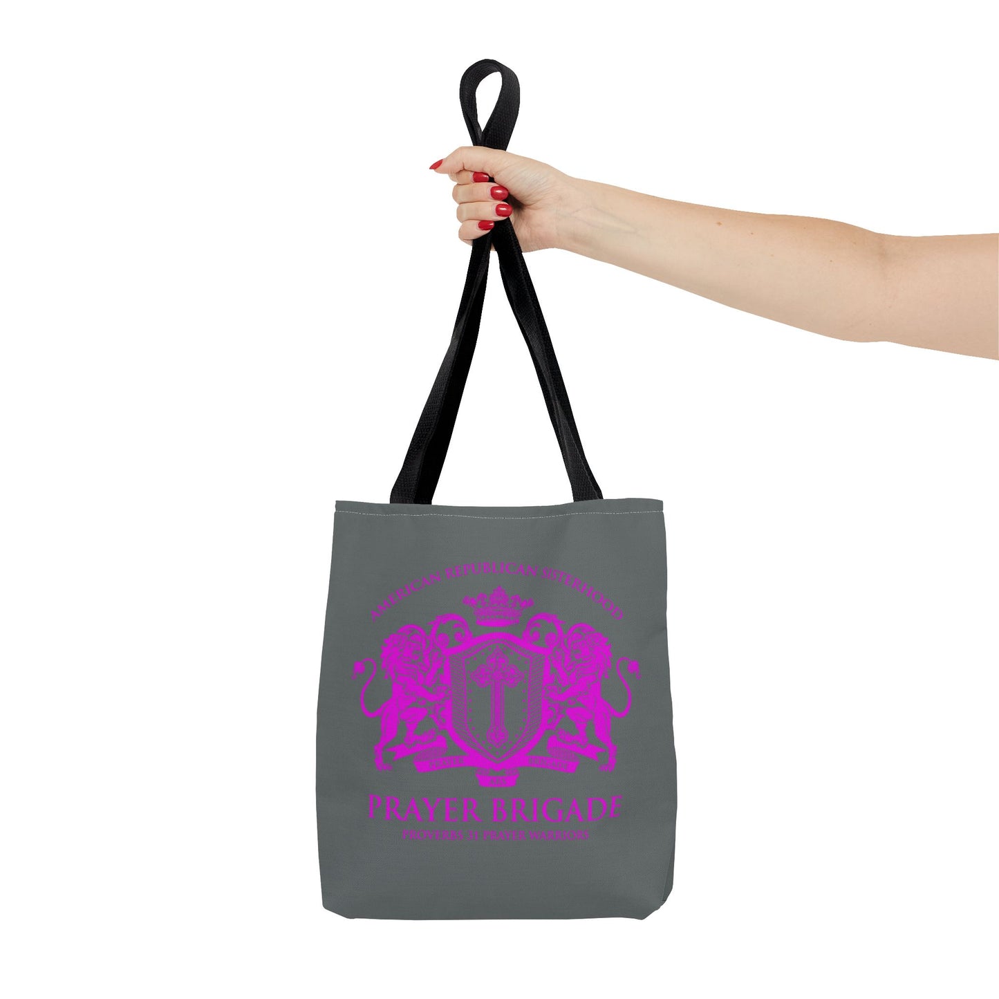 ARS Prayer Brigade Tote Bag (Dark Gray with Hot Pink Logo)