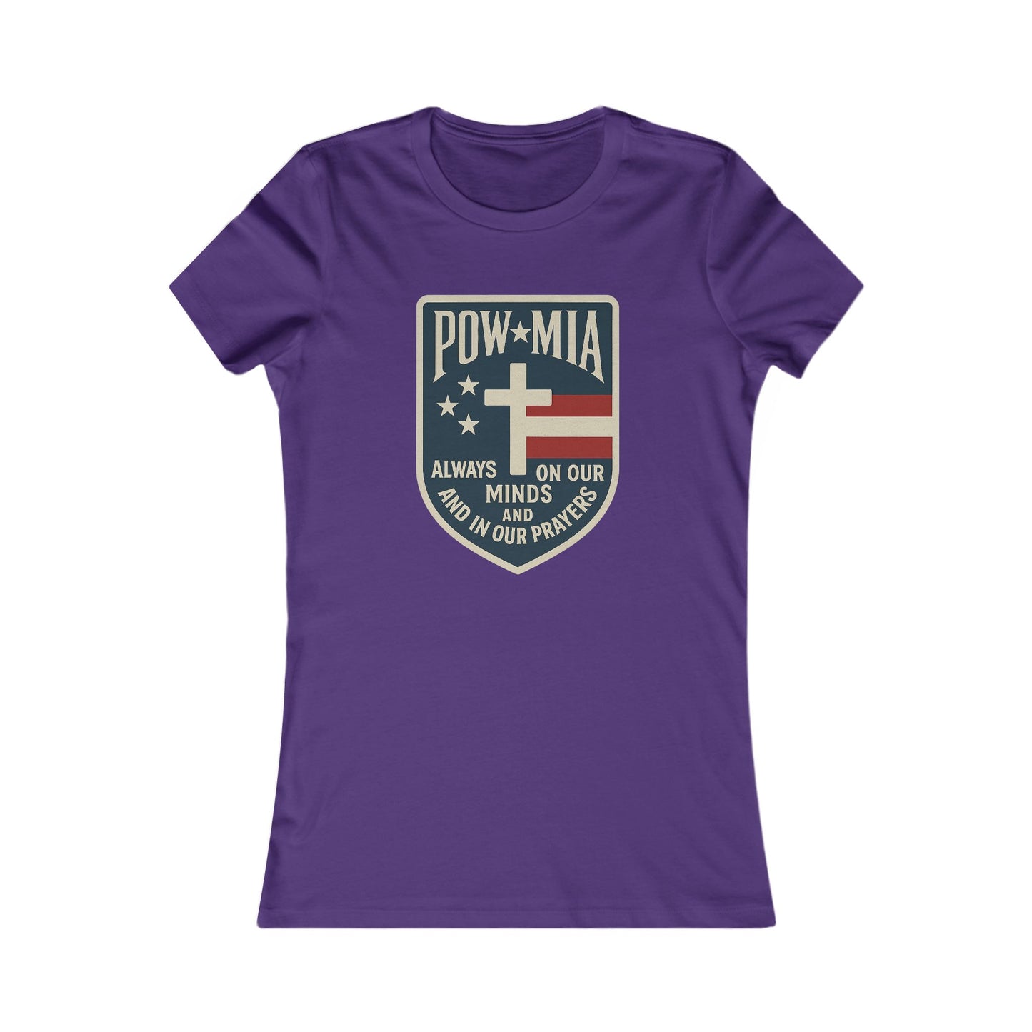 "POW-MIA Thoughts & Prayers" Veteran's Tribute Military Support Fitted Tshirt