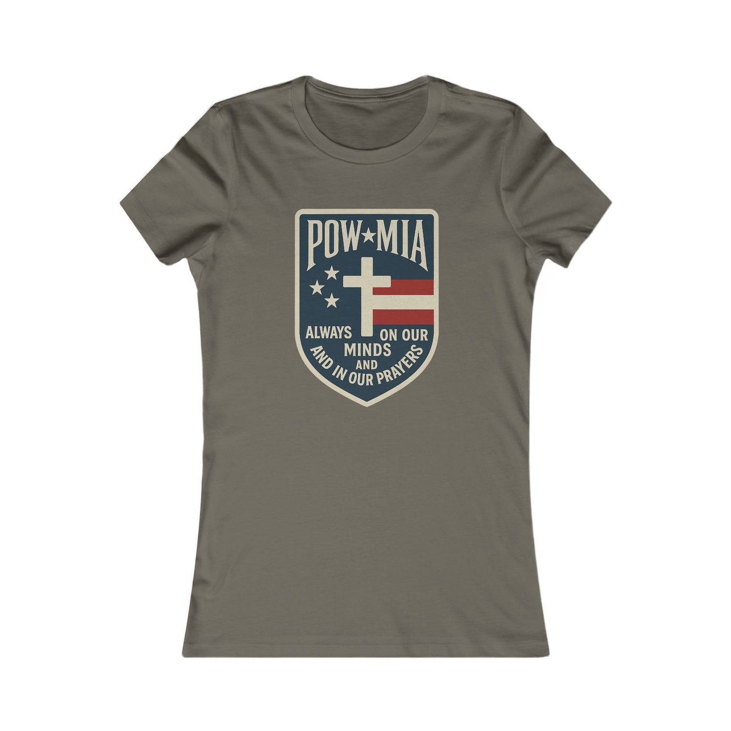 "POW-MIA Thoughts & Prayers" Veteran's Tribute Military Support Fitted Tshirt