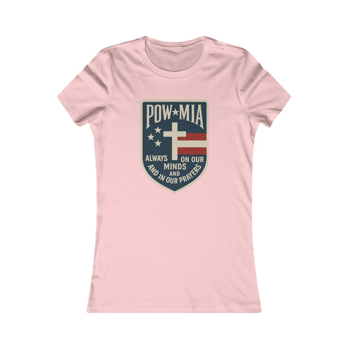 "POW-MIA Thoughts & Prayers" Veteran's Tribute Military Support Fitted Tshirt