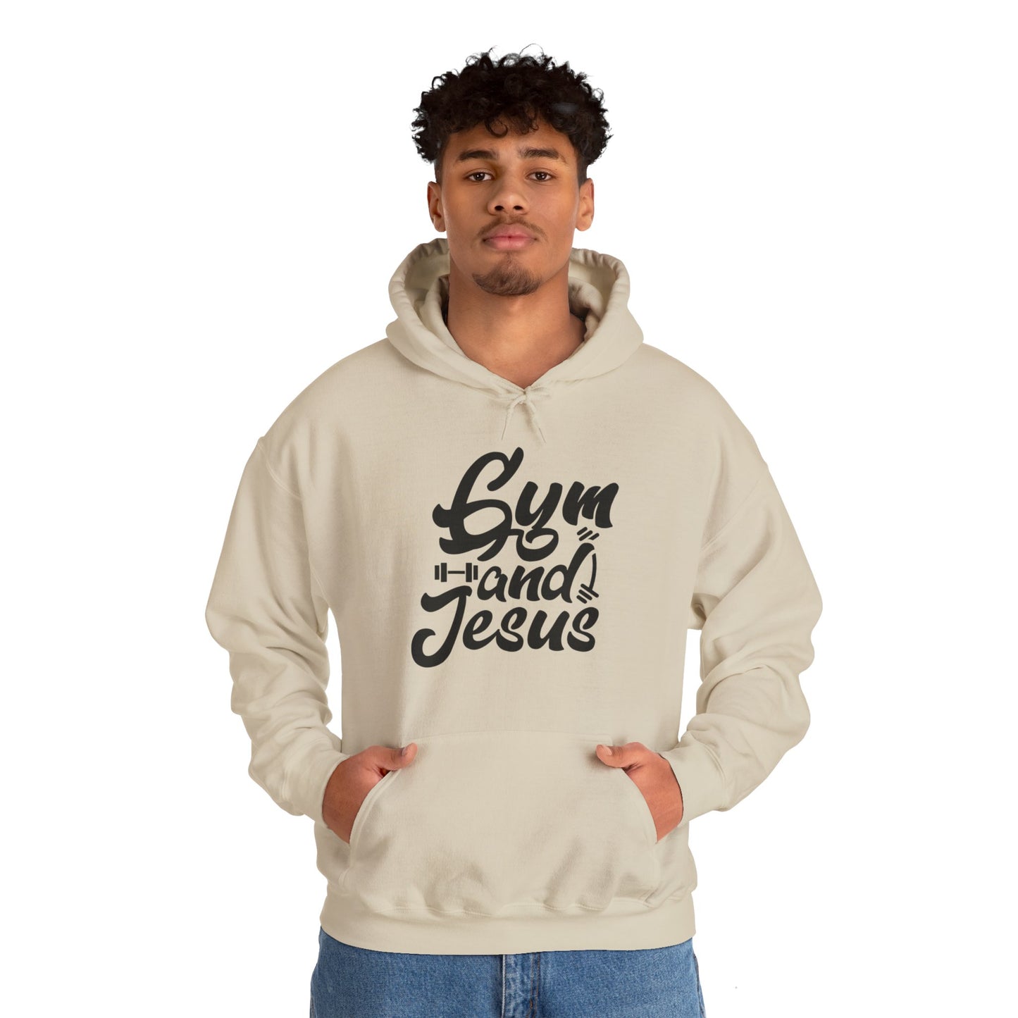 Gym and Jesus Men's Hoodie (Black Logo) - Sweet Baby Jeez Teez