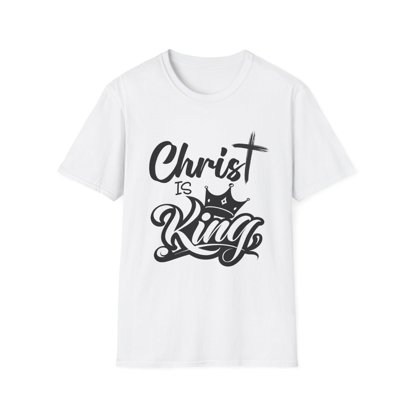 "Christ is King" Unisex Softstyle T-Shirt (Black Logo) - Sweet Baby Jeez Teez