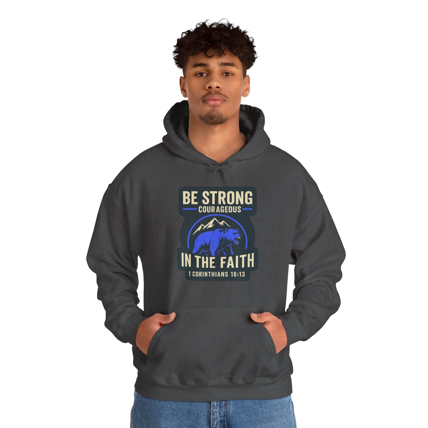 "Be Strong and Courageous" Bear Bible Verse Sweatshirt