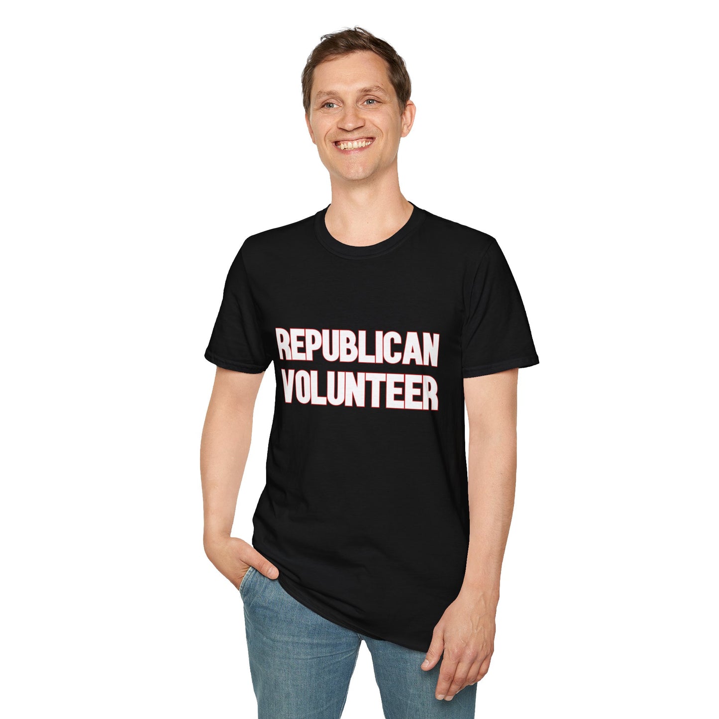 Republican Volunteer Unisex Tshirt (White/Red Logo) - Sweet Baby Jeez Teez