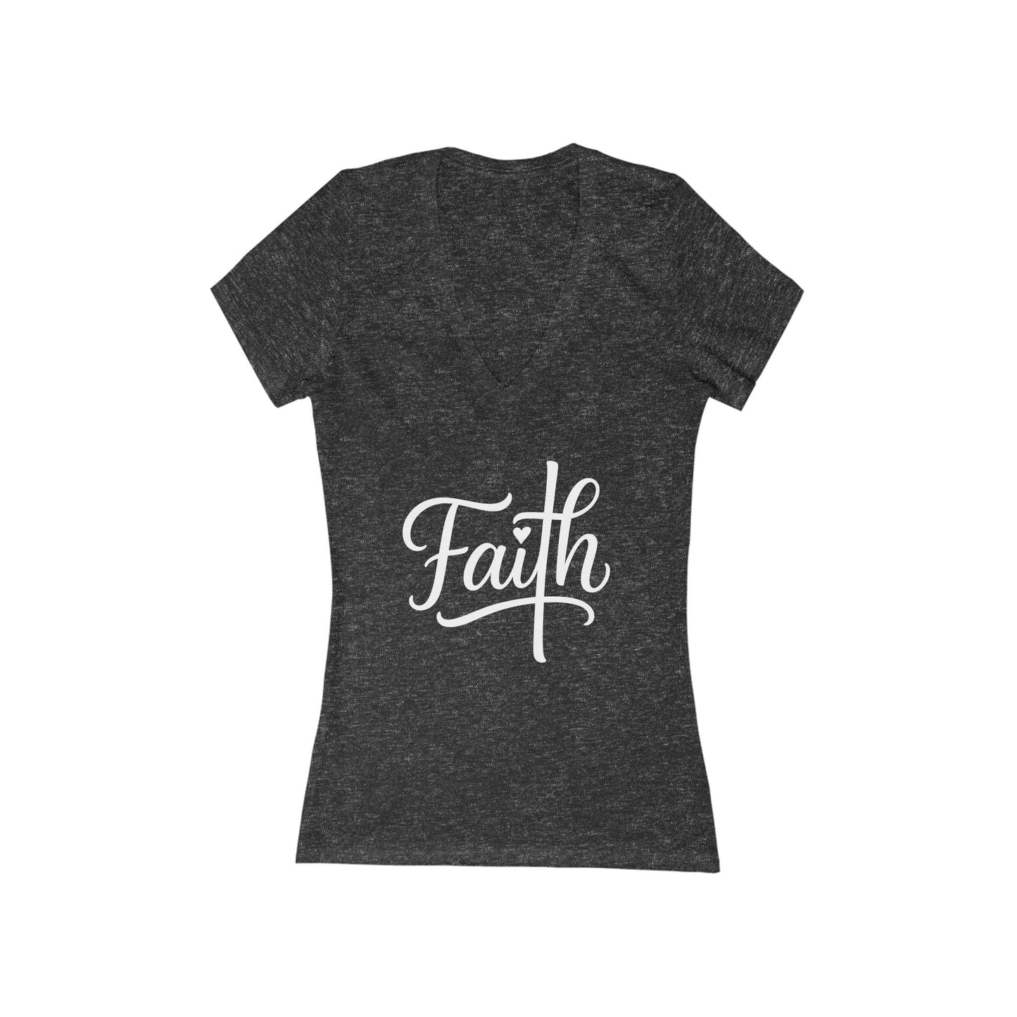 Cross-ed T Faith Christian Women's Deep V Fitted Tshirt (White Logo)