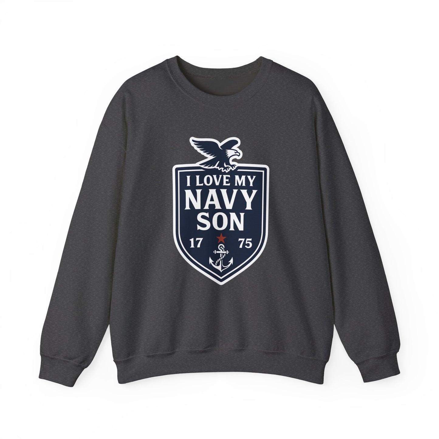 "I Love my Navy Son" Military Pride Navy Patriotic Crest Crewneck Sweatshirt