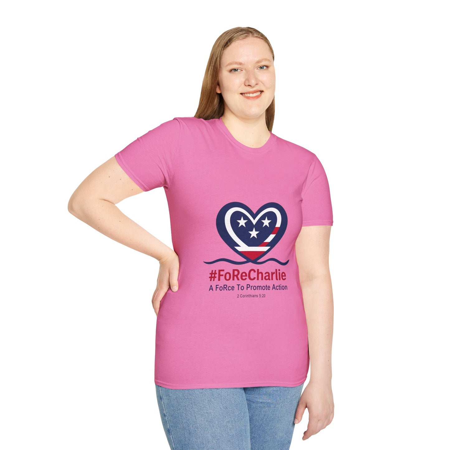 "FoRe Charlie" Ambassador Pageant Memorial Tshirt of Charlie Kirk (Heart Logo)