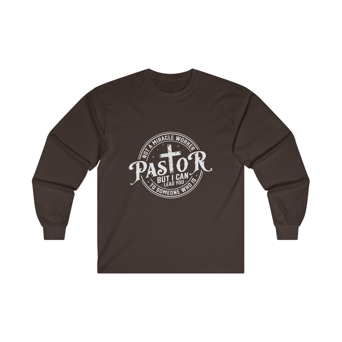 Pastor Men's Long Sleeve Tshirt (White Logo) - Sweet Baby Jeez Teez
