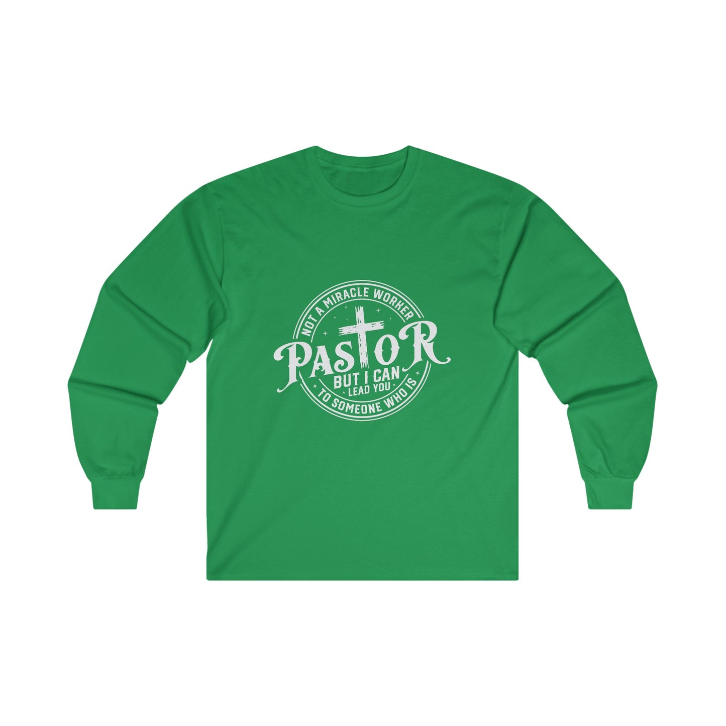 Pastor Men's Long Sleeve Tshirt (White Logo) - Sweet Baby Jeez Teez