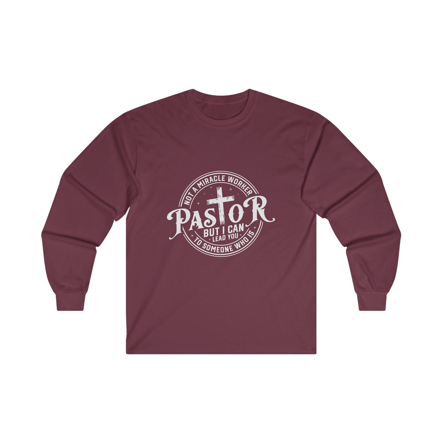Pastor Men's Long Sleeve Tshirt (White Logo) - Sweet Baby Jeez Teez