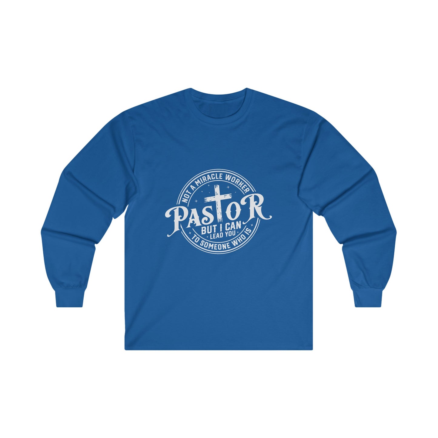 Pastor Men's Long Sleeve Tshirt (White Logo) - Sweet Baby Jeez Teez