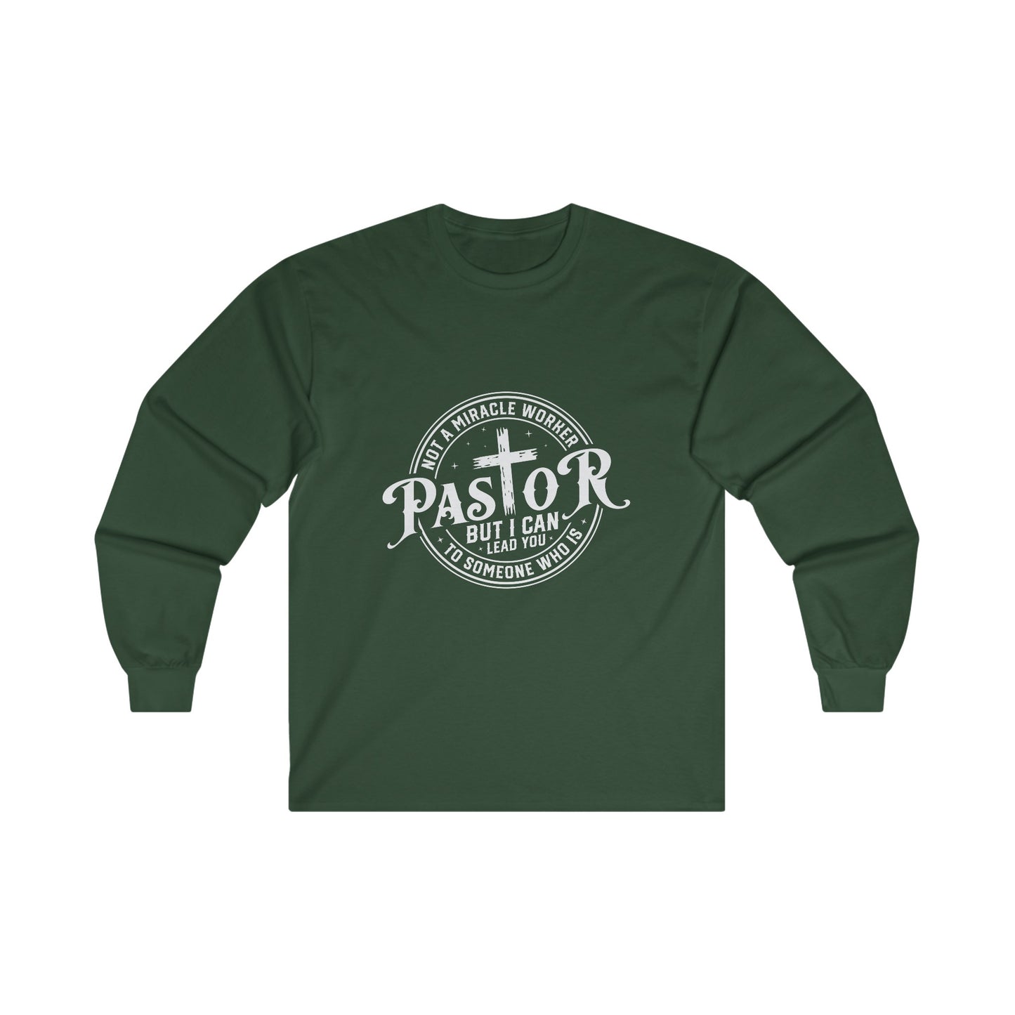 Pastor Men's Long Sleeve Tshirt (White Logo) - Sweet Baby Jeez Teez