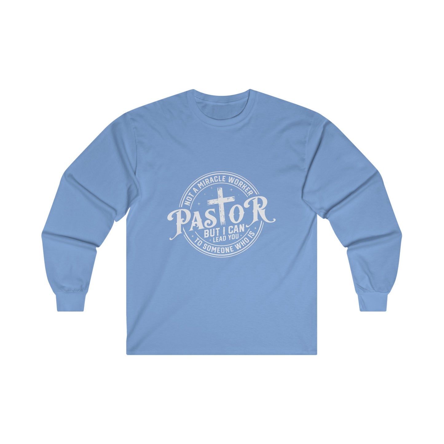 Pastor Men's Long Sleeve Tshirt (White Logo) - Sweet Baby Jeez Teez