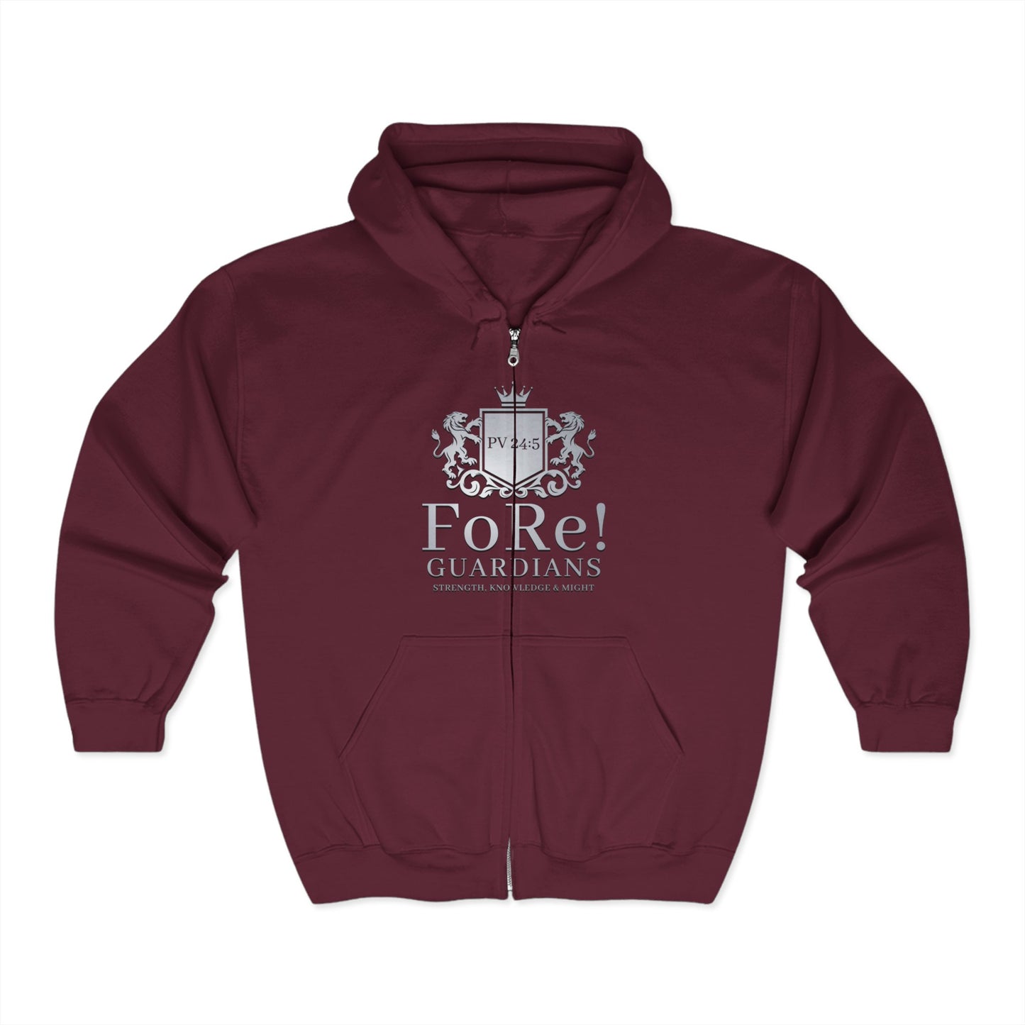 FoRe! Guardians Unisex Full Zip Hoodie - Strong, Knowledge & Might
