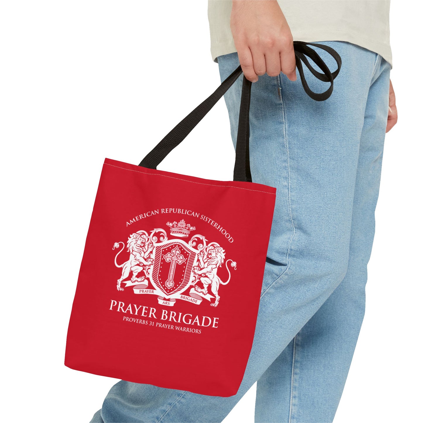 ARS Prayer Brigade Tote Bag (Dark Red with White Logo)