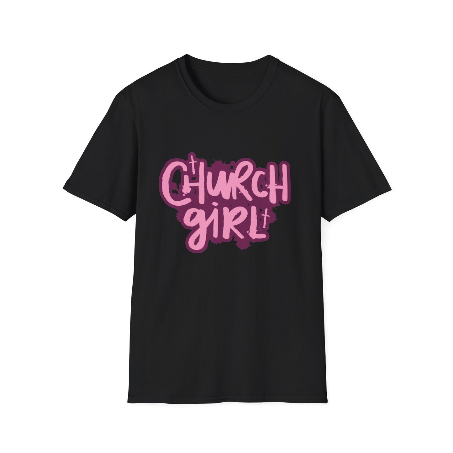 Church Girl Women's Relaxed/Fitted Tshirt (Pinks Logo) - Sweet Baby Jeez Teez