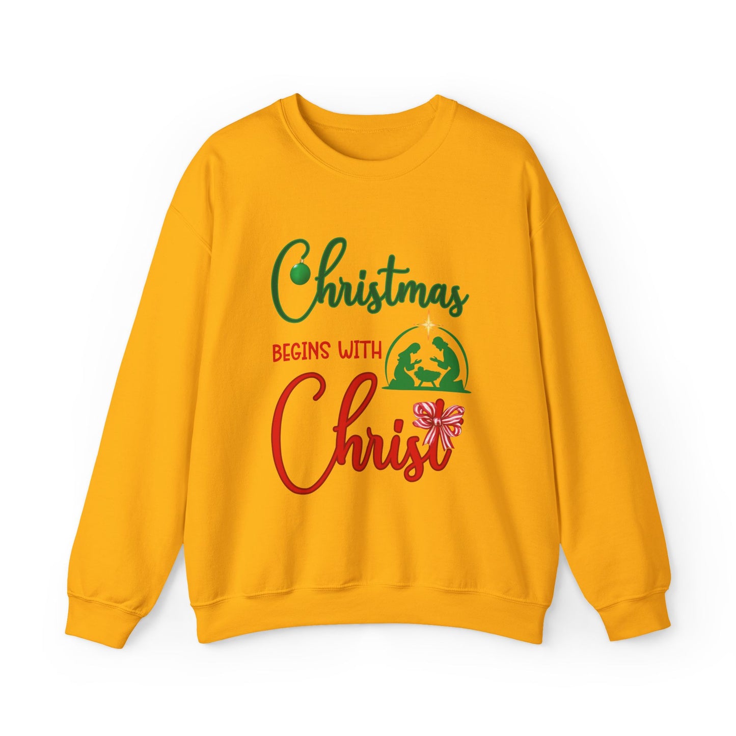 Christmas Begins with Christ Heavy Unisex Sweatshirt - Sweet Baby Jeez Teez
