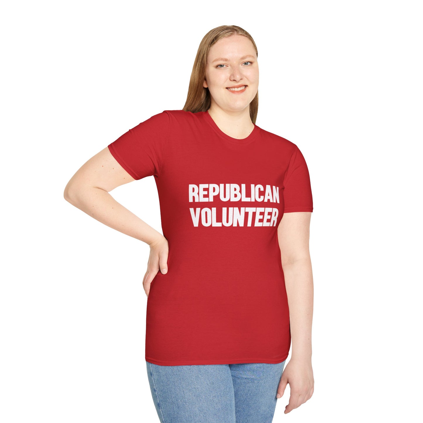 Republican Volunteer Unisex Tshirt (White/Red Logo) - Sweet Baby Jeez Teez