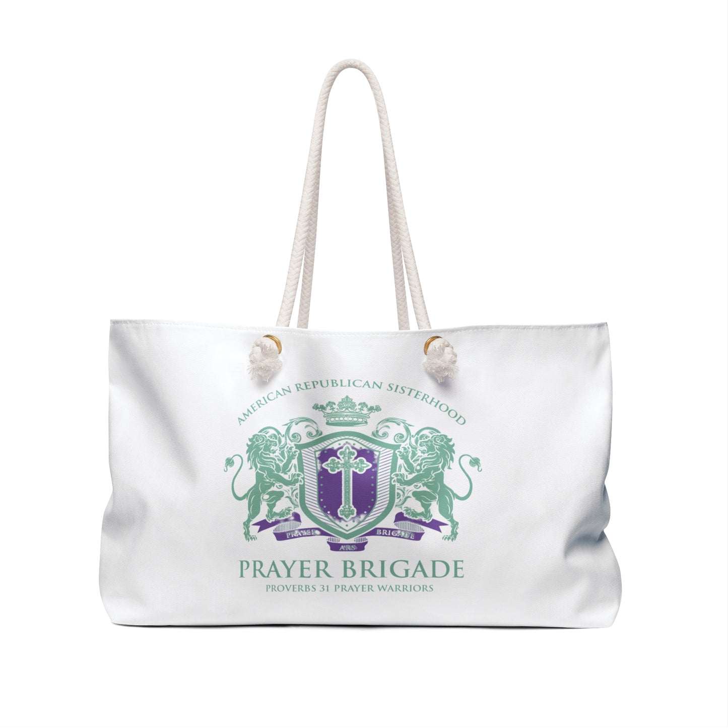 ARS Prayer Brigade Weekender Bag - (Mint/Purple Logo) Stylish Tote for Faithful Gatherings & Events