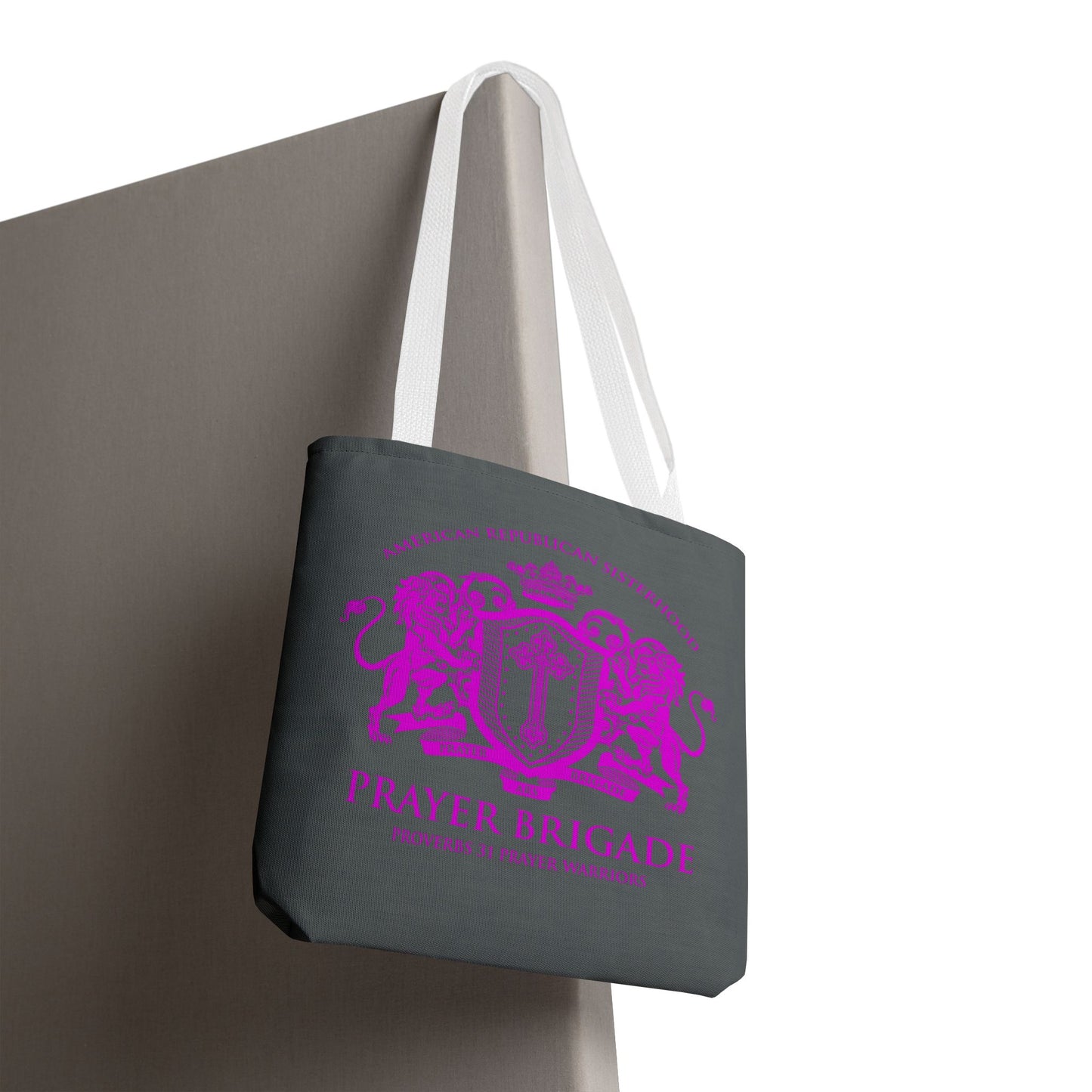 ARS Prayer Brigade Tote Bag (Dark Gray with Hot Pink Logo)