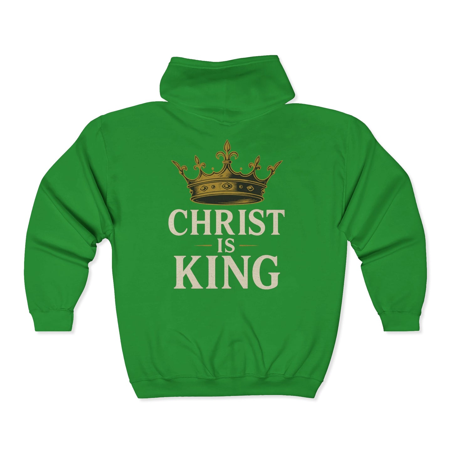 "Christ is King" Unisex Cozy Full-Zip Hoodie (Back Logo)